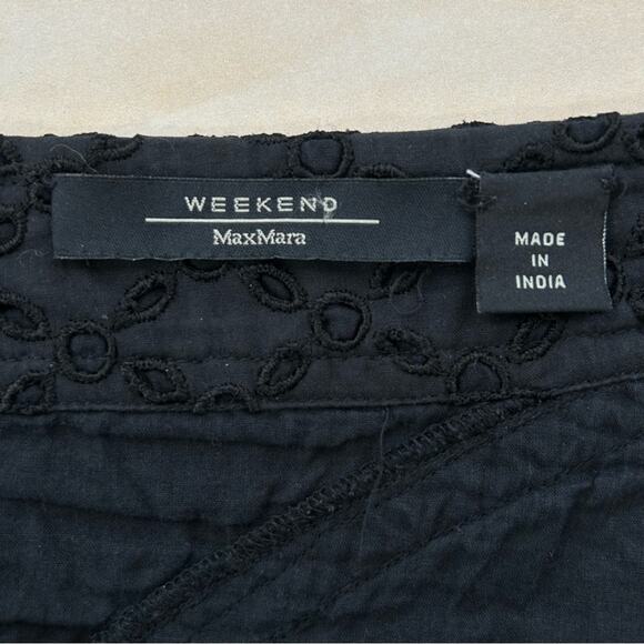 Maxmara Weekend Eyelet Broderie-Anglaise Ruffle Asymmetric Skirt Size M Black - Picture 12 of 14